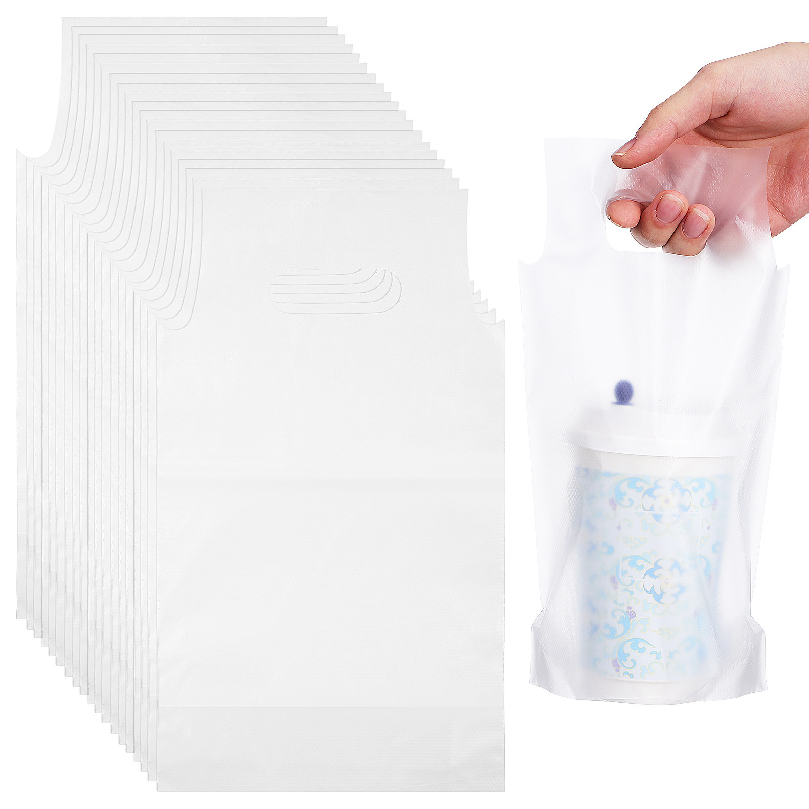 Coffee Tea Drink - 500 Sacos Transparentes com Alça para