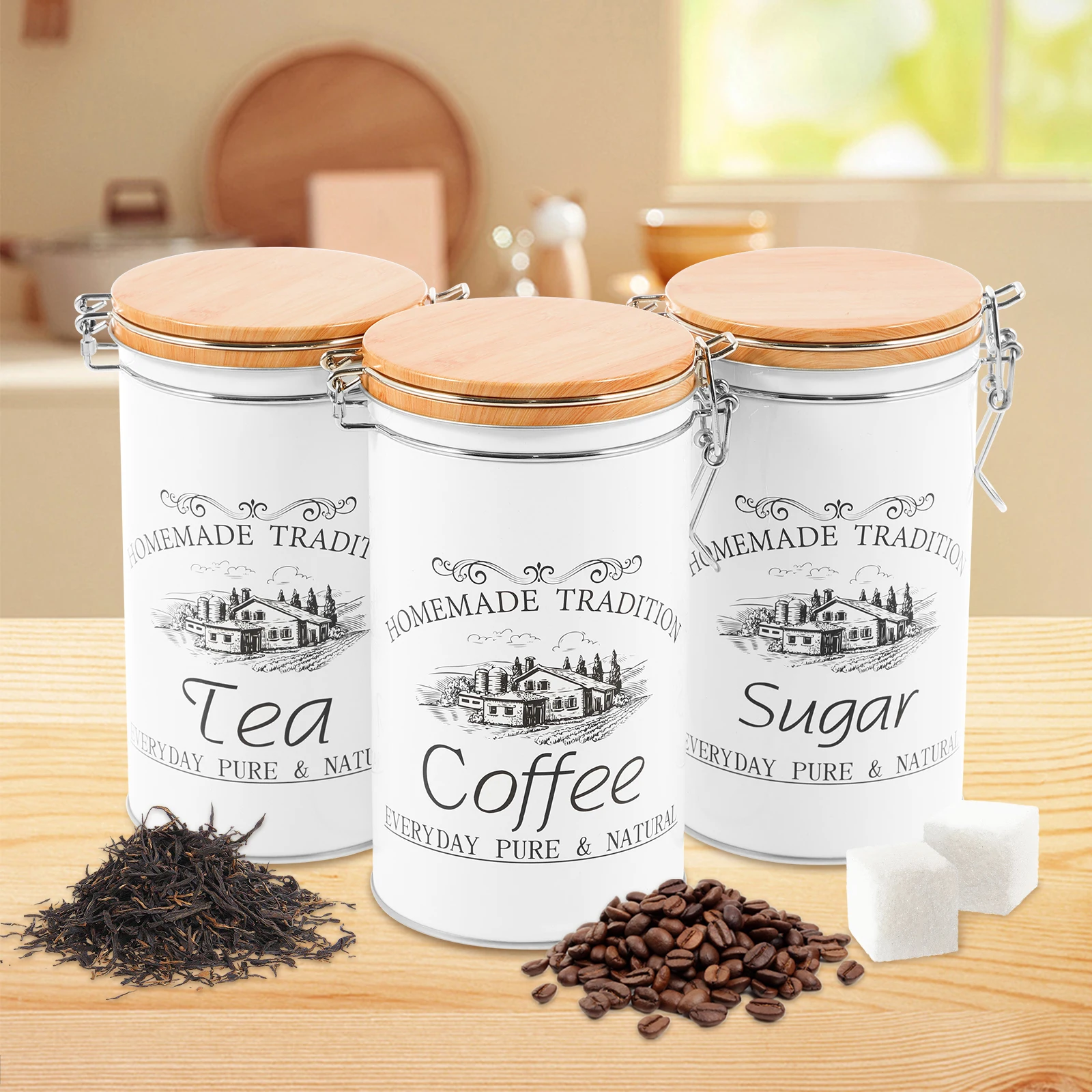 Coffee Tea Sugar Canisters - 3 pçs/set chá café açúcar vasilhas