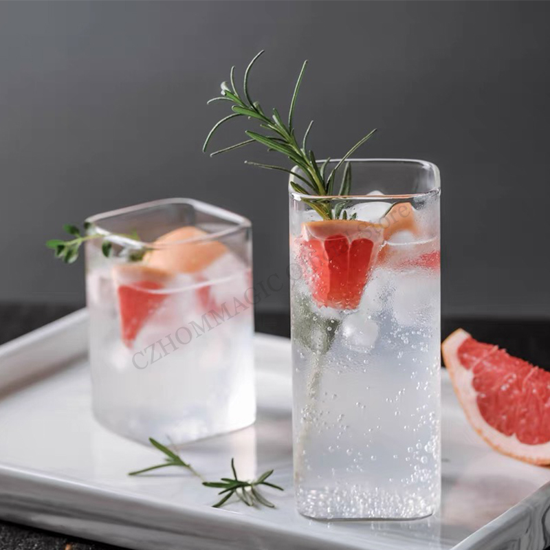 Water Tea And Coffee - Copo de vidro quadrado transparente, Copos