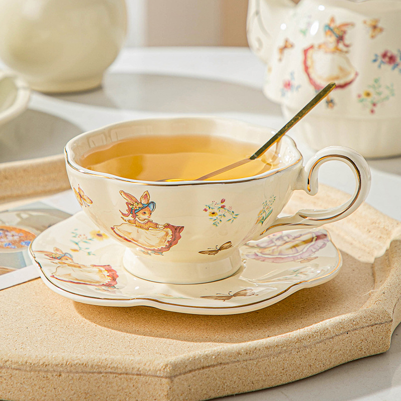 Coffee Tea Gift Set - Xícara e prato de café retrô