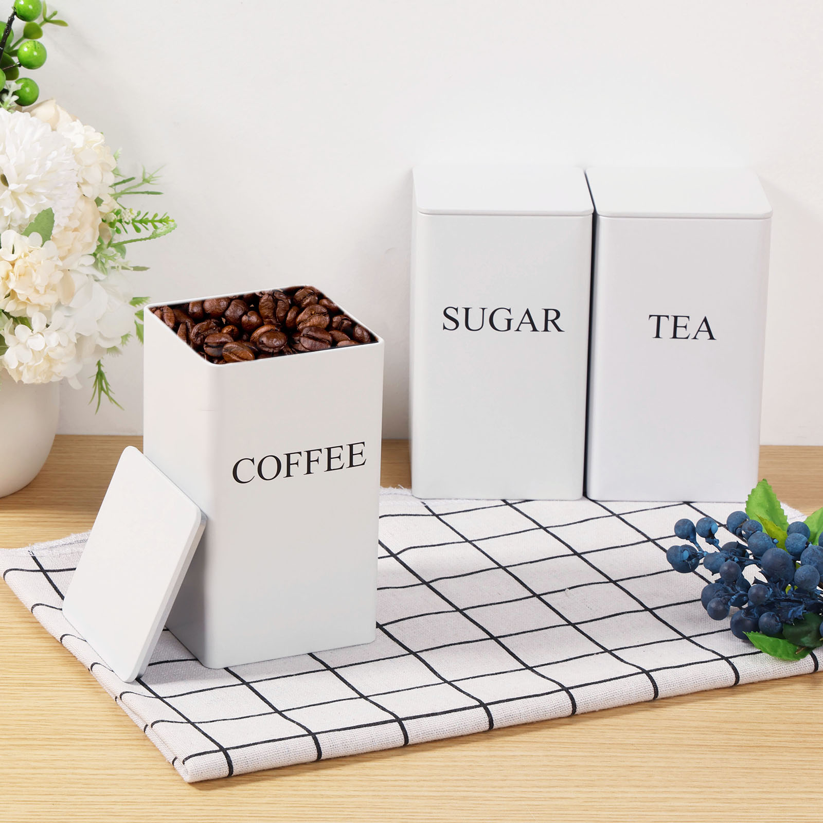 3 pçs caixas de armazenamento  - Coffee Tea Sugar Canisters avaliação e preço