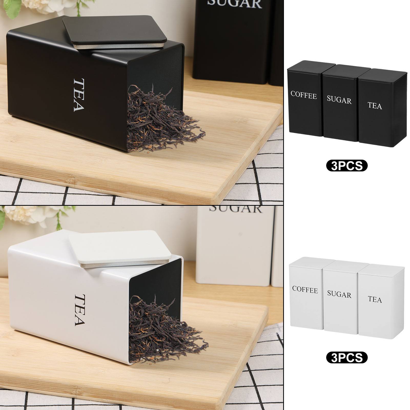 3 pçs caixas de armazenamento  - Coffee Tea Sugar Canisters avaliação e preço