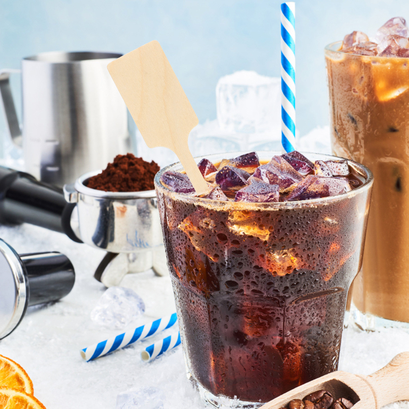 100 Peças de Palitos de Madeir - Coffee Tea Drink avaliação e preço