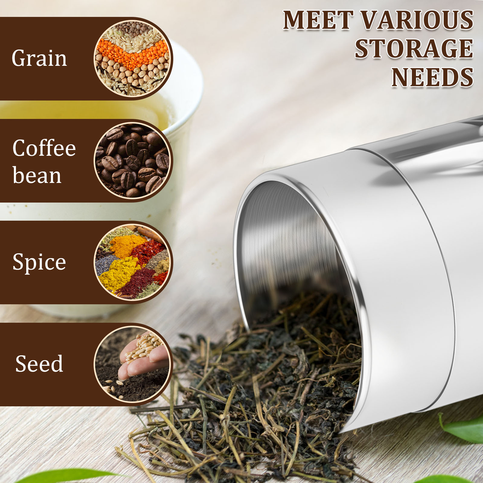 Latas de folhas de chá de aço  - Coffee Tea Sugar Canisters avaliação e preço