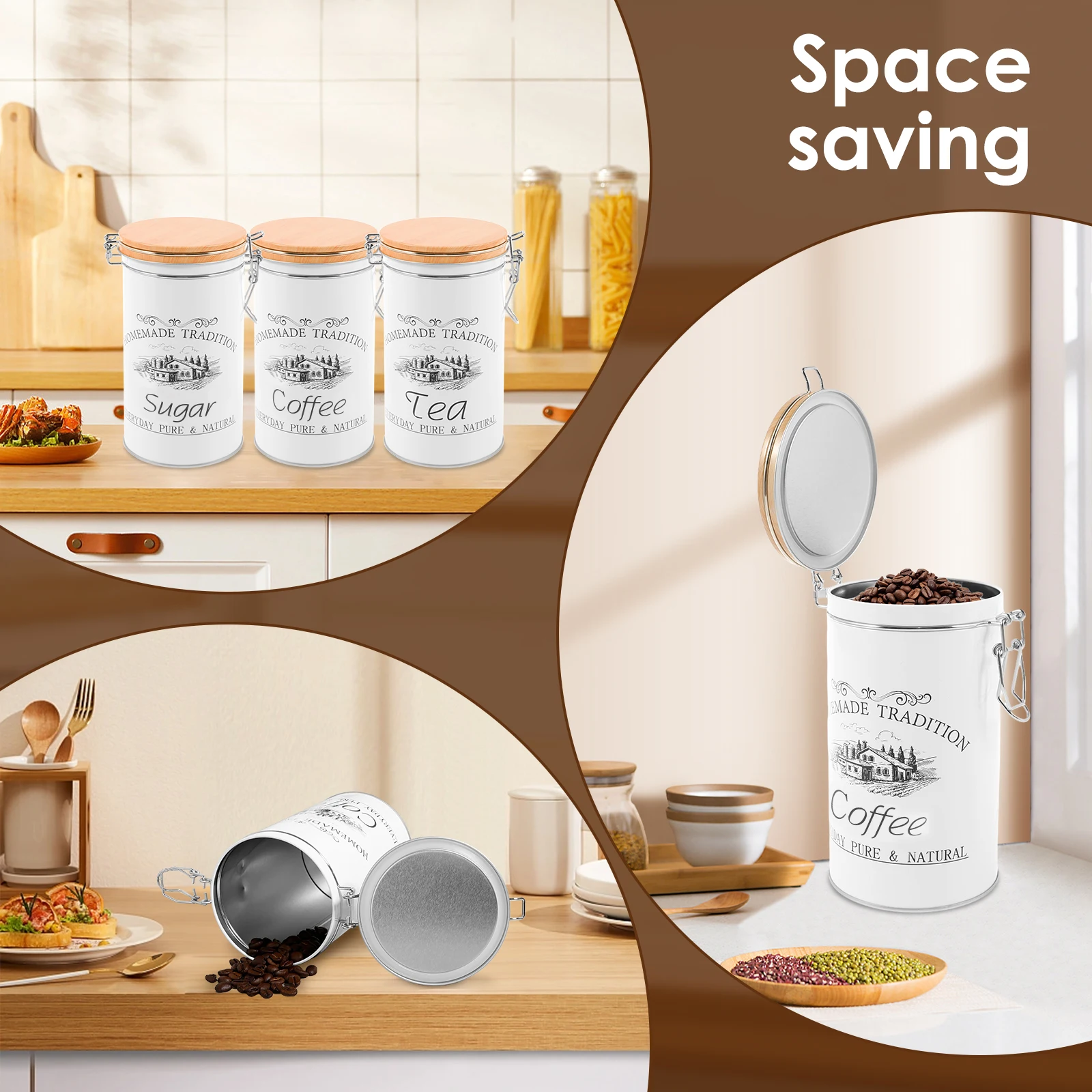 Conjunto de 3 Peças: Latas de  - Coffee Tea Sugar Canisters avaliação e preço