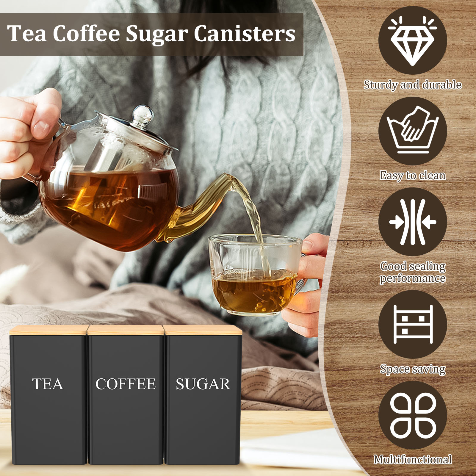 Jarra de armazenamento de grão - Coffee Tea Sugar Canisters avaliação e preço